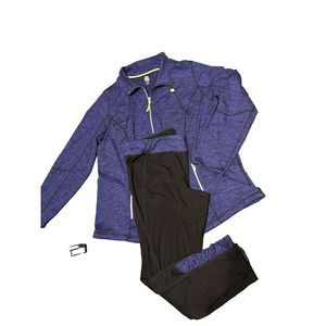 Avenue Women’s Size 14-16 Two Piece Set Sweatsuit Zip Outfit Blue and Black